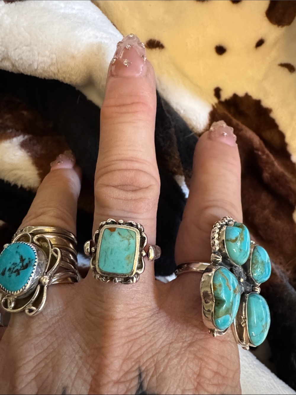Vintage swivel Navajo turquoise 925 silver ring